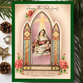 Vintage Kerst Madonna Aangepaste Naam Feestdagenkaart