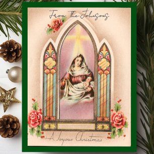 Vintage Kerst Madonna Aangepaste Naam Feestdagenkaart