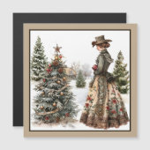 Vintage Kerst Magnetische Kaart (Voorkant / Achterkant)