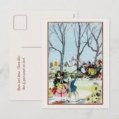 Vintage Kerst meisje vrouw koets Feestdagenkaart (Voorkant / Achterkant)
