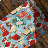 Vintage kerst meisjes cadeaupapier