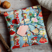 Vintage kerst meisjes cadeaupapier