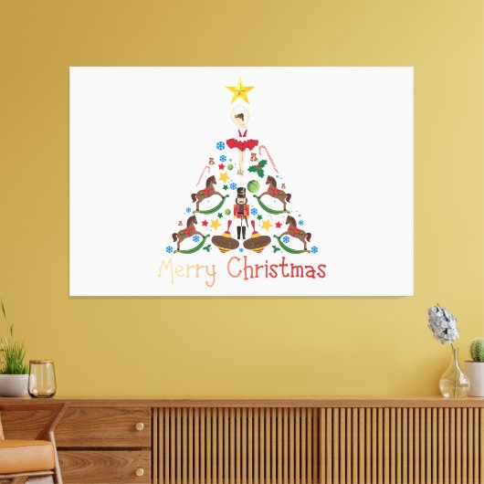 Vintage kerst met rotting paard canvas afdruk (Insitu (Woonkamer))