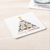 Vintage kerst met rotting paard kartonnen onderzetters (Schuin)