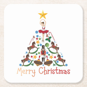 Vintage kerst met rotting paard kartonnen onderzetters