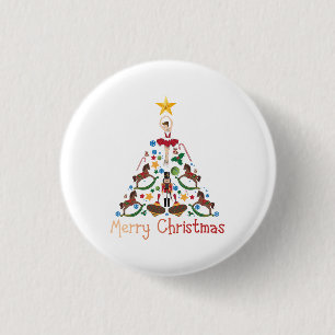 Vintage kerst met rotting paard ronde button 3,2 cm