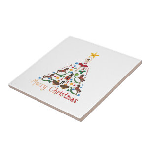 Vintage kerst met rotting paard tegeltje