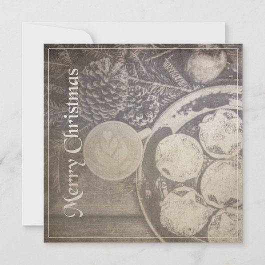 Vintage Kerst Motief met Koekjes en Koffie (Voorkant)