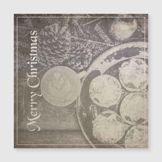 Vintage Kerst Motief met Koekjes en Koffie (Voorkant)