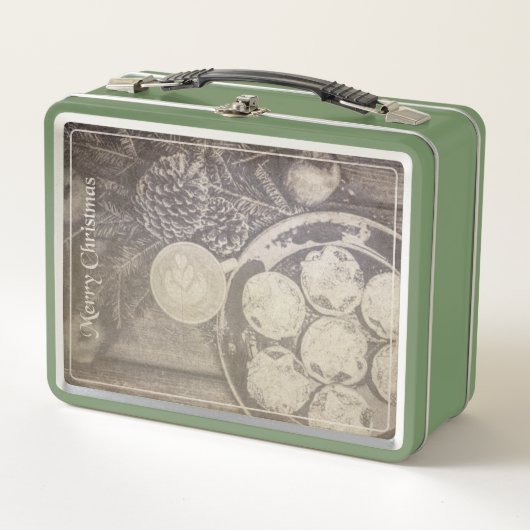 Vintage Kerst Motief met Koekjes en Koffie (Voorkant)