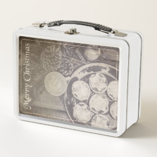 Vintage Kerst Motief met Koekjes en Koffie