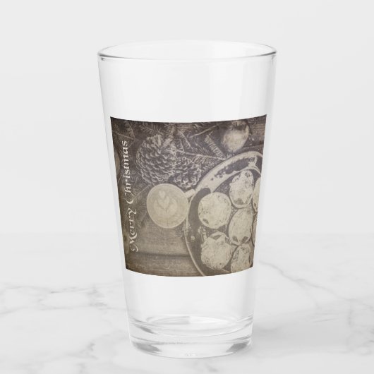 Vintage Kerst Motief met Koekjes en Koffie Glas (Voorkant)