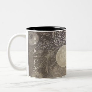 Vintage Kerst Motief met Koekjes en Koffie Tweekleurige Koffiemok