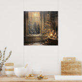 Vintage Kerst Nacht Poster (Keuken)