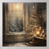 Vintage Kerst Nacht Poster (Voorkant)