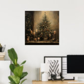 Vintage Kerst Nacht Poster (Thuiskantoor)