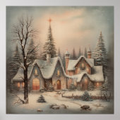 Vintage Kerst Nacht Poster (Voorkant)