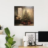 Vintage Kerst Nacht Poster (Thuiskantoor)