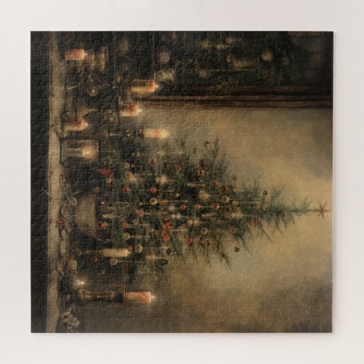 Vintage kerst nacht puzzel legpuzzel (Horizontaal)