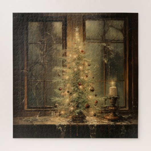 Vintage kerst nacht puzzel legpuzzel (Verticaal)