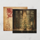 Vintage Kerst Nacht Wenskaart Feestdagenkaart (Voorkant / Achterkant)
