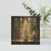Vintage Kerst Nacht Wenskaart Feestdagenkaart (Staand voorkant)