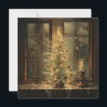 Vintage Kerst Nacht Wenskaart Feestdagenkaart<br><div class="desc">vintage kerstnacht wenskaart met tekst Vrolijk kerstfeest</div>