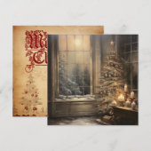 Vintage Kerst Nacht Wenskaart Feestdagenkaart (Voorkant / Achterkant)