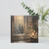 Vintage Kerst Nacht Wenskaart Feestdagenkaart (Staand voorkant)