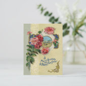 Vintage Kerst/Nieuwjaar Bloemen Bethlehem Scene Feestdagenkaart (Staand voorkant)