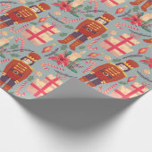 Vintage kerst notenkrakers en geschenken cadeaupapier (Hoek)