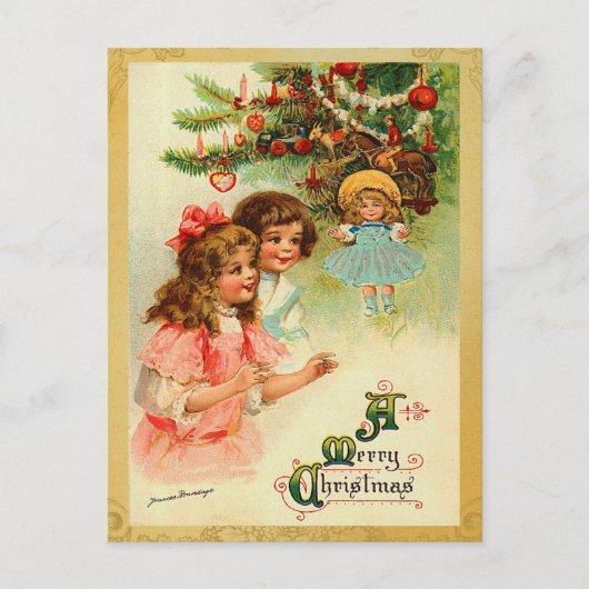 Vintage Kerst Ochtend Briefkaart (Voorkant)