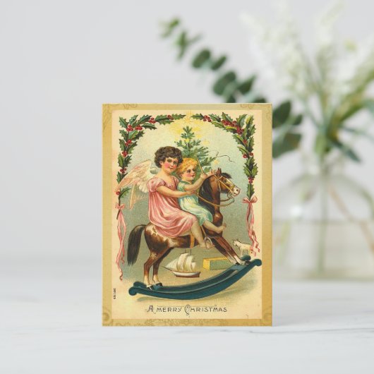 Vintage Kerst Ochtend Briefkaart (Staand voorkant)