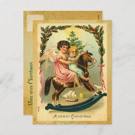 Vintage Kerst Ochtend Briefkaart (Voorkant / Achterkant)