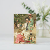 Vintage Kerst Ochtend Briefkaart (Staand voorkant)