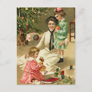 Vintage Kerst Ochtend Briefkaart