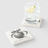 Vintage Kerst Ornament familienaam Stenen Onderzetter (Zijkant)