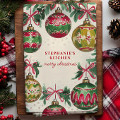 Vintage kerst Ornament gepersonaliseerd Theedoek