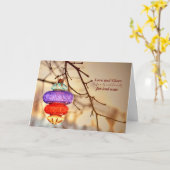 Vintage Kerst Ornament Kaart (Gele Bloem)