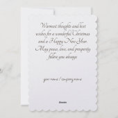 Vintage kerst ornamenten en een kerstboom feestdagenkaart (Achterkant)