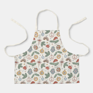 Vintage Kerst Ornamenten en Vredestekenen Schort