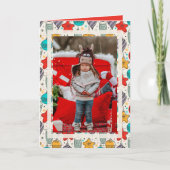 Vintage Kerst Ornamenten Gevouwen Foto Feestdagen Kaart (Voorkant)