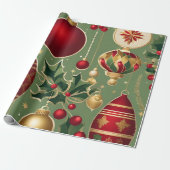 Vintage kerst ornamenten inpakpapier (Uitgerold)