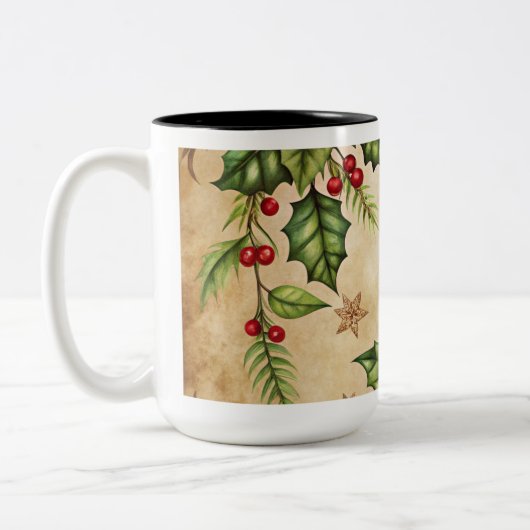 Vintage Kerst Ornamenten Koffie Mok (Links)