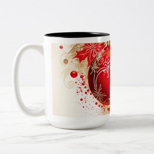 Vintage Kerst Ornamenten Koffie Mok (Links)