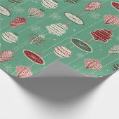 Vintage Kerst ornamenten op mint groen Cadeaupapier (Hoek)