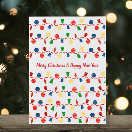 Vintage Kerst ornamenten slinger Feestdagenkaart