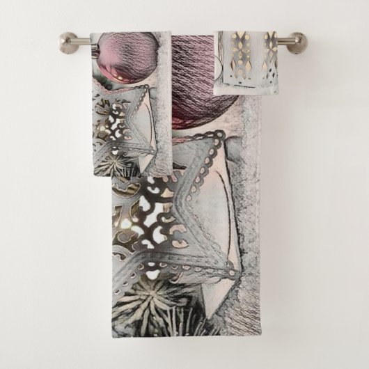 Vintage Kerst Ornamenten Tekening Bad Handdoek (Insitu)