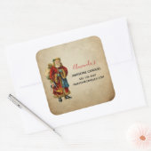 Vintage Kerst Oude Wereld Sinterklaas Biz Vierkante Sticker (Envelop)