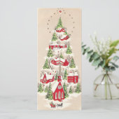 Vintage Kerst Paard Sleigh Vakantie Kaart (Staand voorkant)